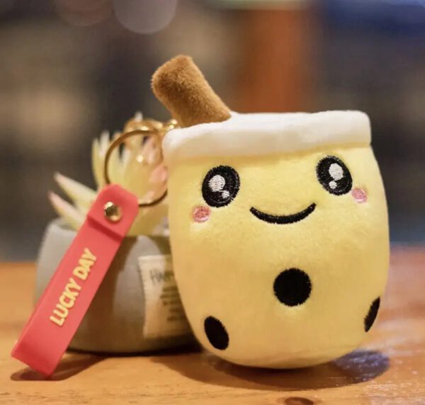 Kawaii bubble tea mini knuffel – Geel