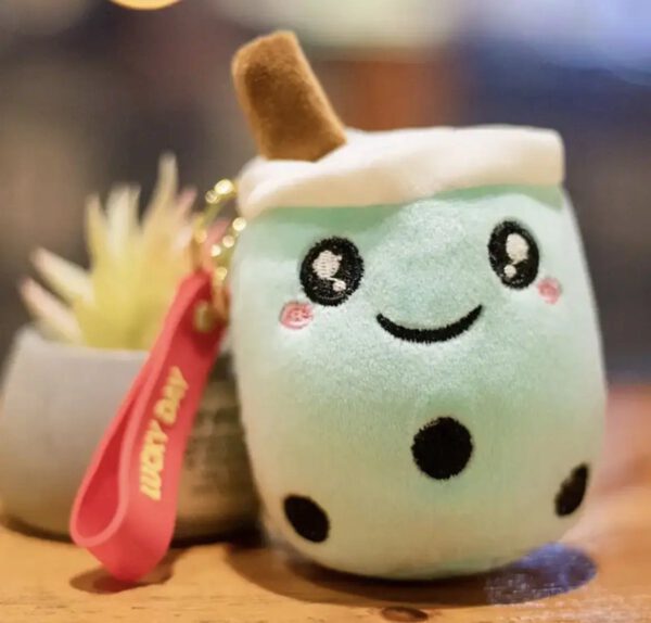 Kawaii bubble tea mini knuffel – Groen