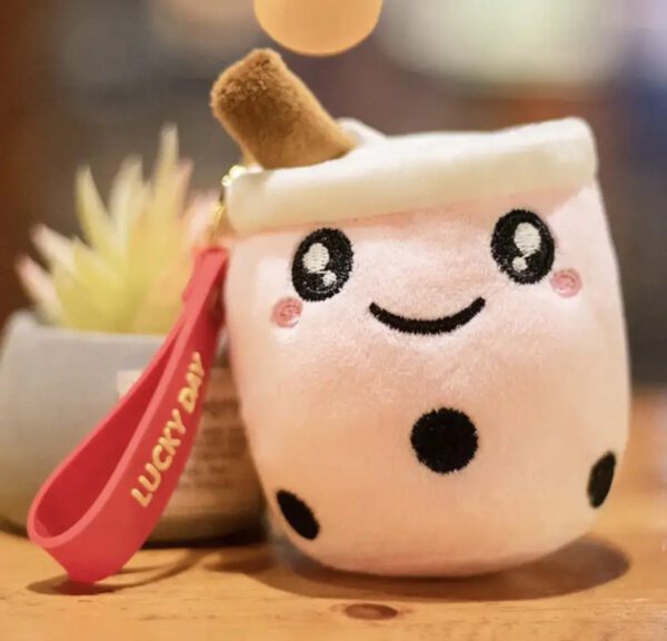 Kawaii bubble tea mini knuffel – Roze