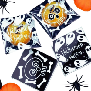 Zwart/Wit Halloweenzakje 10x10cm