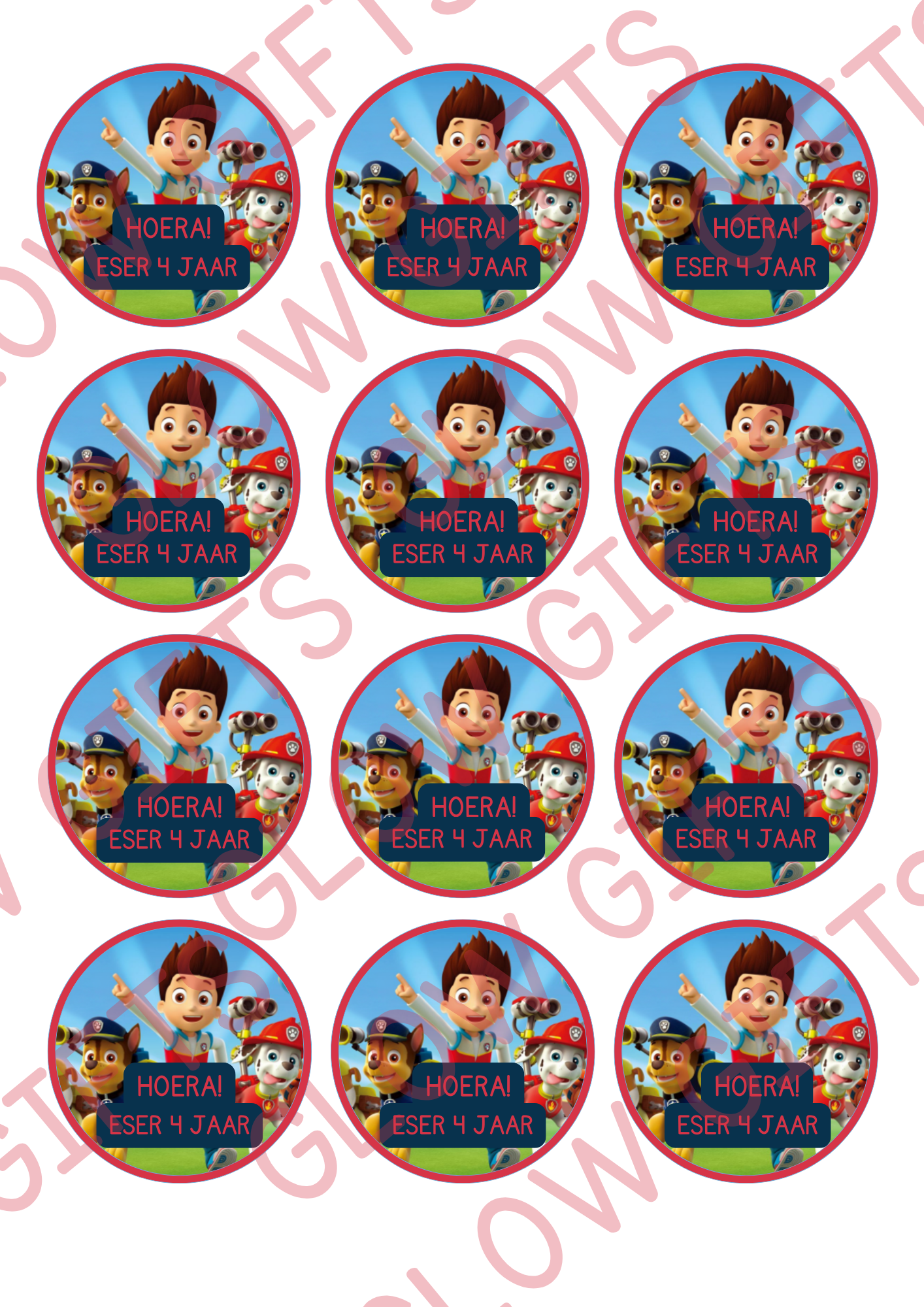 Traktatie stickers - Paw Patrol