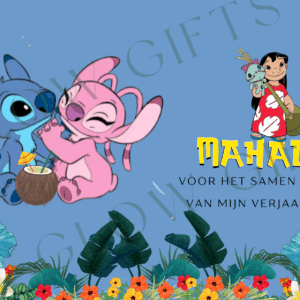 Bedankt kaartjes Verjaardag - Lilo&Stitch blauw