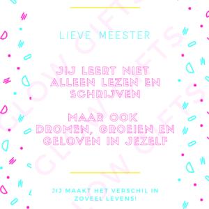 Kaartje - Lieve Meester